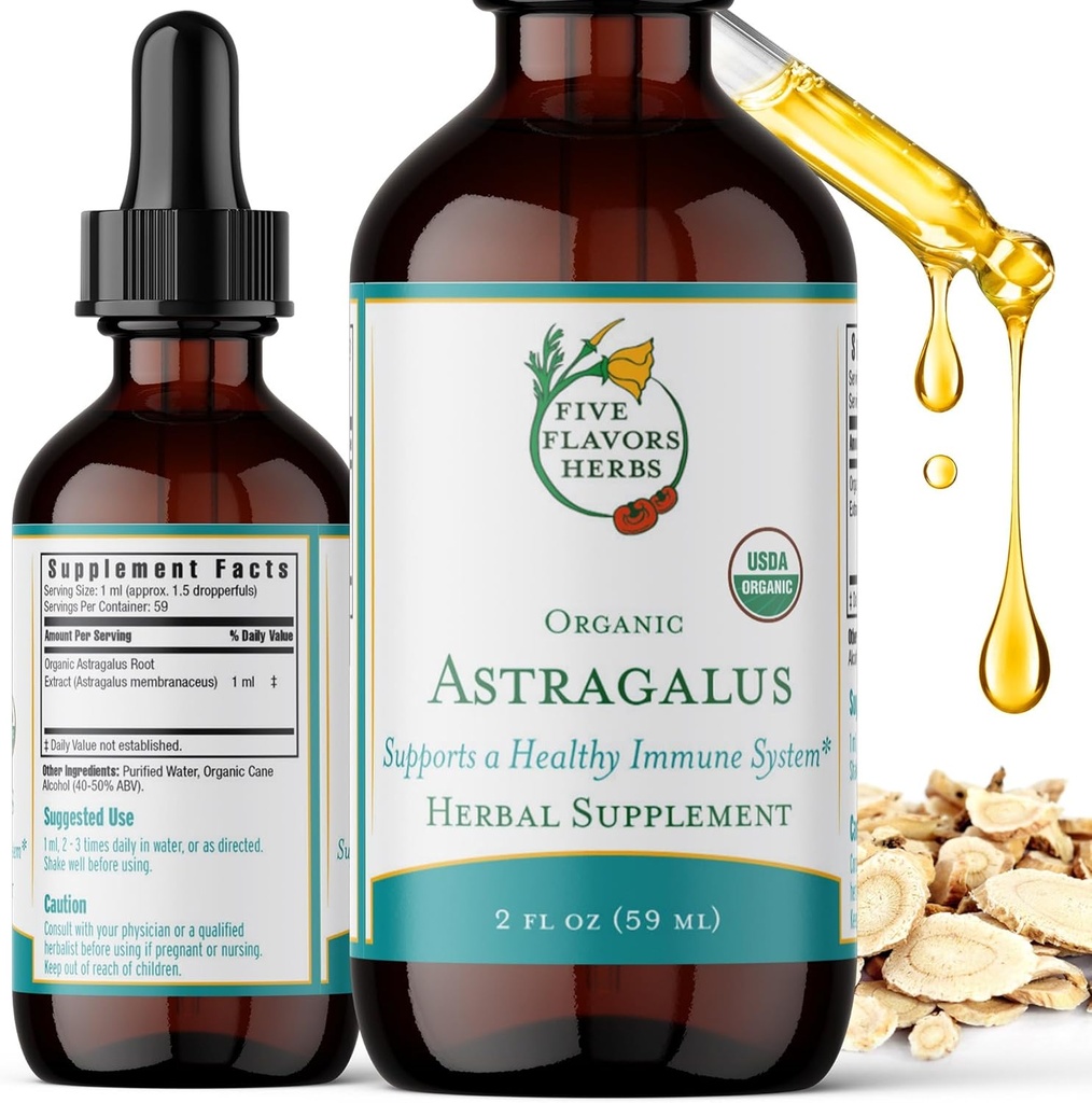 Astragalus Tinktura - Imunski sistem Podpora, Dihalna podpora, Prebavni sistem Podpora, Maca, Zeliščni dodatek - 2 Fl Oz