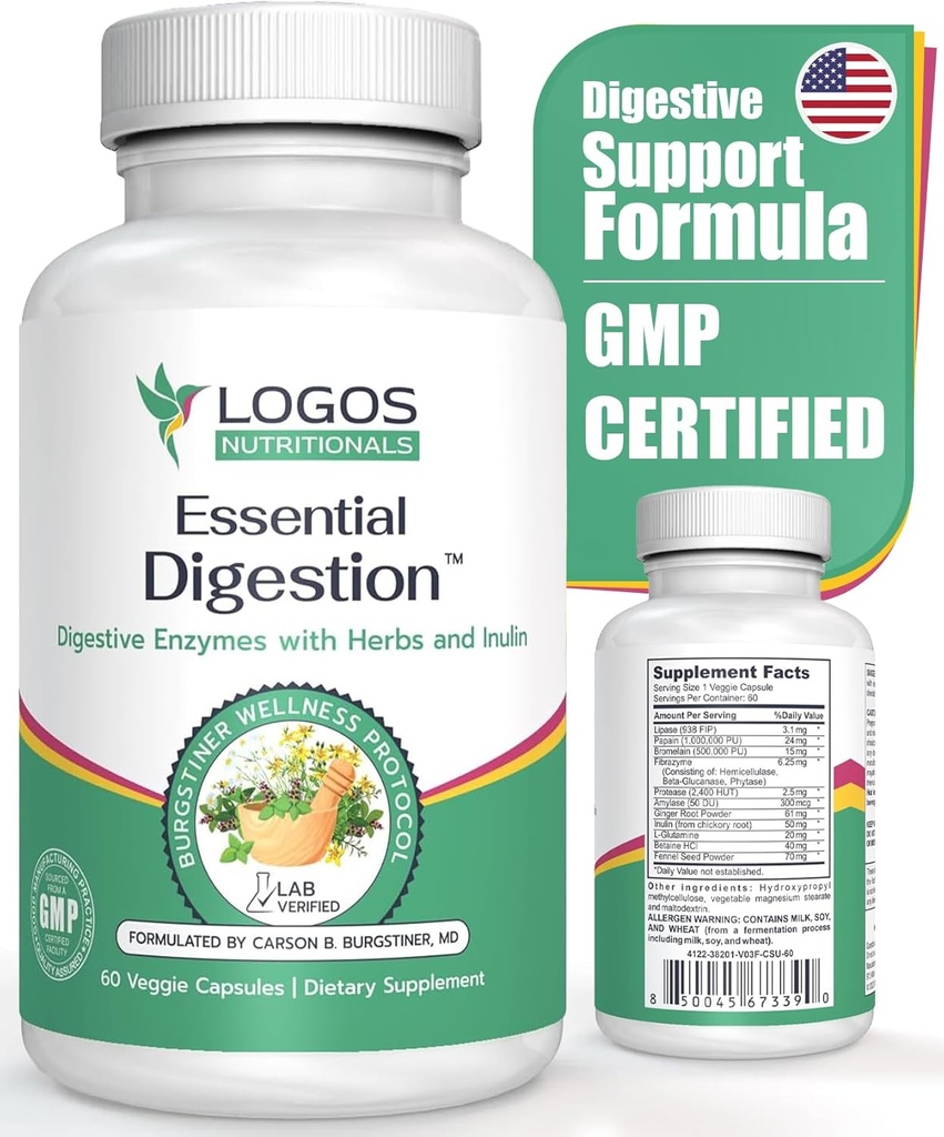 Essential Digestion 90 Veggie Caps - Prebavne encimi za izboljšanje prebavnih in Gut zdravje in lajšanje prebavnih vprašanj - za moške in ženske