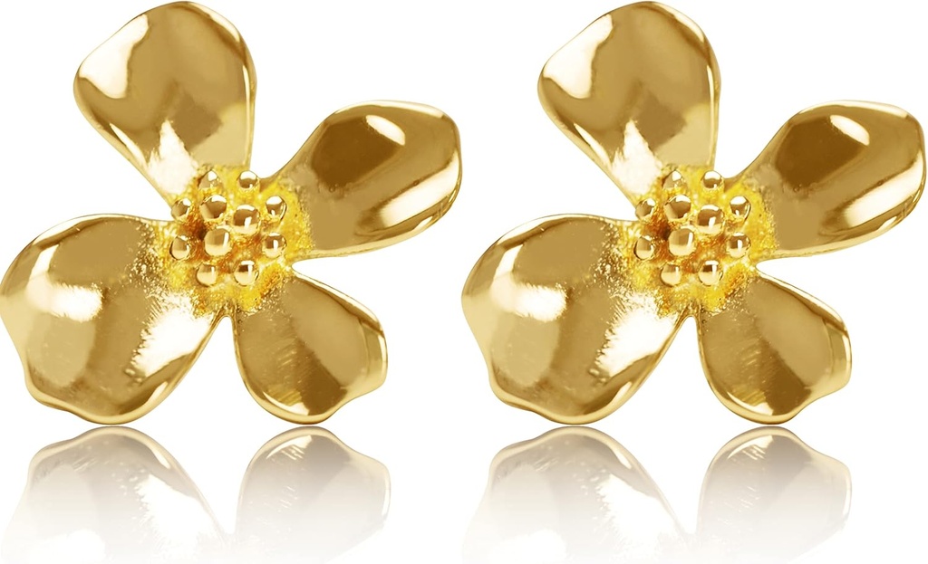14K zlato Plated 925 Sterling srebrno cvetje Lily Stud uhani