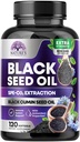 Kapsule črnega olja 1000mg s Thymokinonom - Pure Nigella Sativa za zdravje kože in imunske podpore, 100% črnosemensko olje, Neverjetna ekstrakcija nad hladno stisnjeno črno seme Cumin - 120 Softgels
