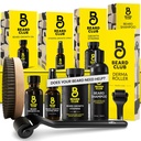 Brada klub Napredna Brada rast Kit - Derma roller, Rastno olje, Vitamini in Vitamin Spray, Šampon in Boar Bristle Brush - Set - Cedar