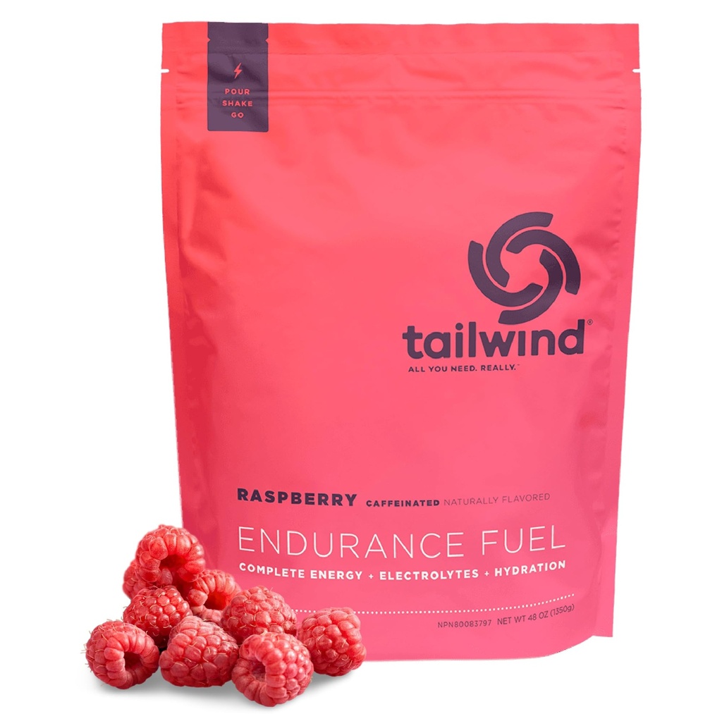 Tailwind Nutrition Endurance gorivo, ogljikovi hidrati in elektrolitski športni pijača Mix v prahu, Gluten-free, Vegan, Raspberry Buzz, 50 Serving (kafeinated)
