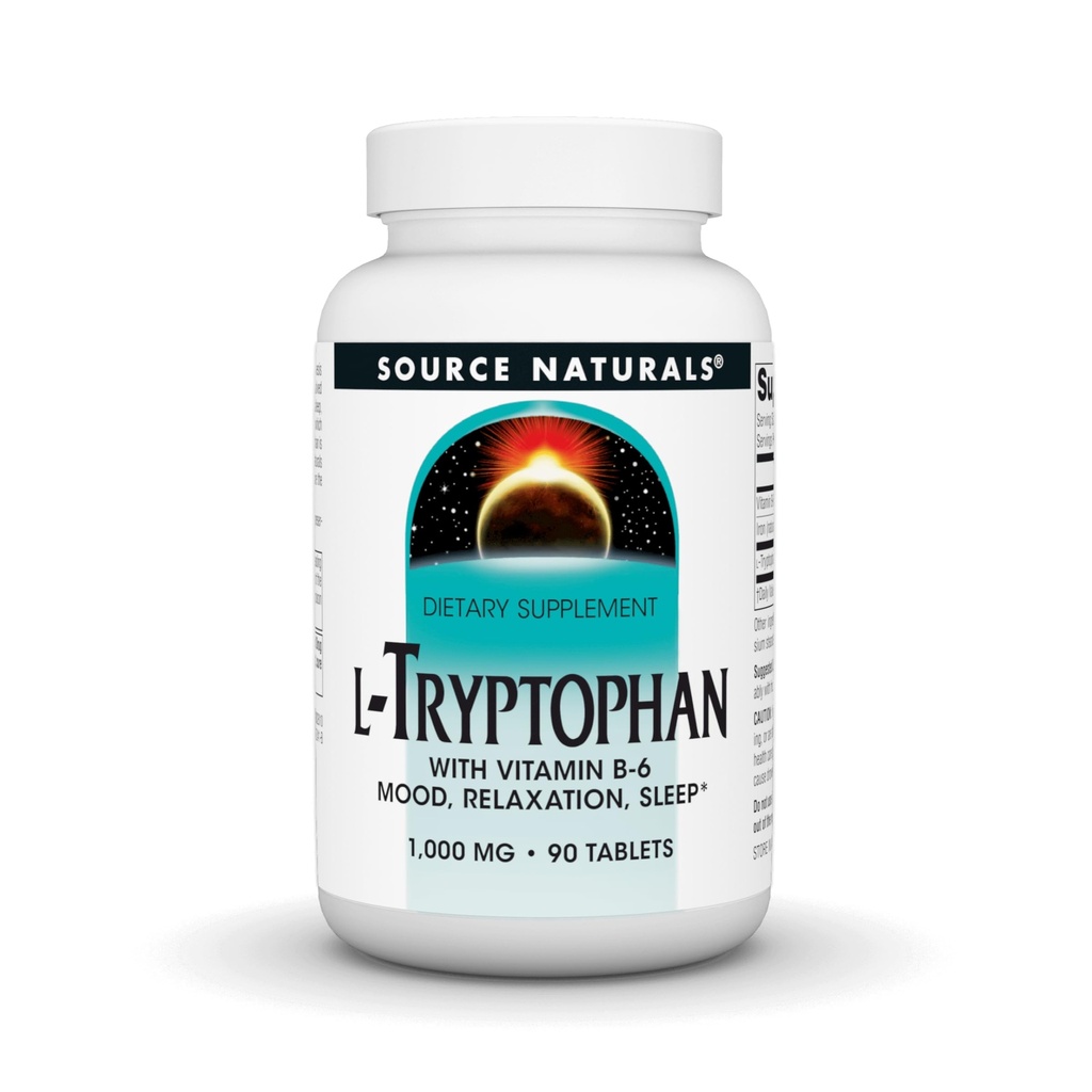 Vir Naturals L-Triptofan s podporo vitamina B-6 Mood, Sprostitev in spanje -1000 mg - 90 tablet