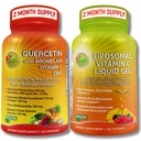 Imunska podpora Bundle - Quercetin z bromelainom, vitamin C in cink + liposomski vitamin C 1100mg – z organsko celotno živilsko mešanico & Acerola Cherry – antioksidant, dihalna in kardiovaskularna podpora