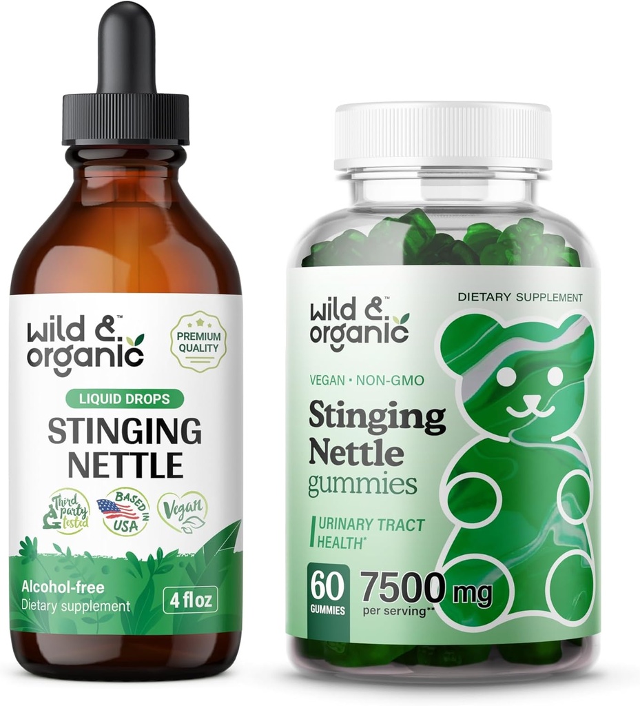 Divja in organska kopriva koren tinktura 4 fl oz & Stinging kopriva korenske žvečilke