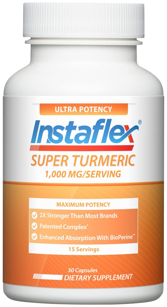 Instaflex Super Kurkumin - 1000mg Kurkumin z BioPerin, izvleček črnega popra, 95% kurkuminoidi, 30 Število