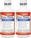 Vital Earth Minerali Fulvic Minerals Tekoči – Fulvic Acid dodatek s 70+ Trace Minerals, Elektroliti za energijo in vitalnost, 32 Oz Ea + 1 Oz pokal