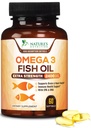 Omega 3 ribje olje 2400 mg – Trojna moč EPA & DHA Maščobne kisline za srce, Možgani in skupni podpora – Wild-caught, Burpless, Lemon Flavor dodatek – naravni, ne-GMO, Gluten-free – 60 Softgels