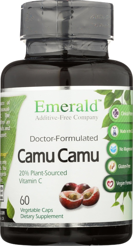 Emerald Labs Camu Camu - Rastlinsko nasičeni vitamin C, bioflavonoidi, aminokisline in vitamini B - Gluten-free, Vegan - 60 Zelenjavnih kapsul (30-dnevna zaloga)