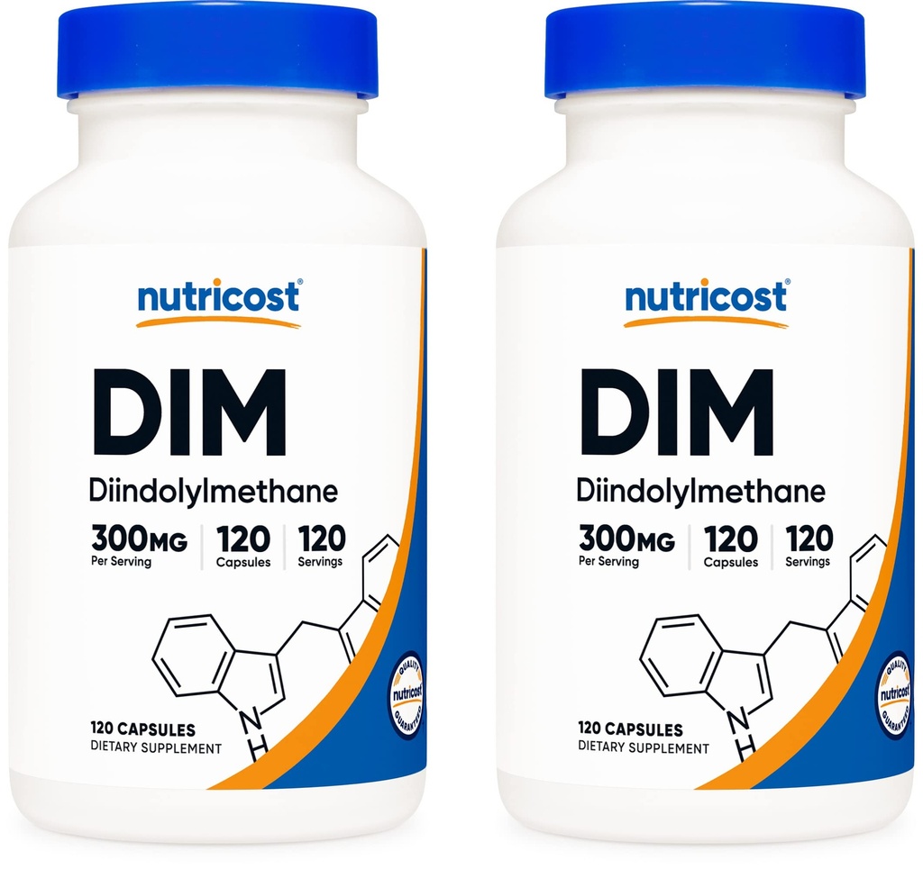 Nutricost DIM (Diindolylmetan) 300 mg, 120 kapsul z BioPerinom (2 steklenici)
