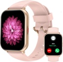 RUIMEN Pametne ure za moške ženske (Odgovor / Make Calls, 2 pasovi vključeni), 1.8" Smartwatch za iOS/Android telefoni, Fitnes Tracker Heart Rate/Speep Monitor Digitalna Watch vodoodporna roza