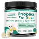 Probiotiki za pse Prebavno zdravje, Probiotiki za pse in prebavne encime, Prebiotiki, Omega-3 & 6 in Vitamin za pse, 6 milijard CFU za zdravje in imuno podporo, 120 Chews