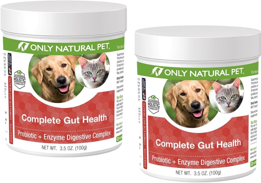 Samo naravni hišni komplet Gut Health Complex - Probiotiki in prebavni encim dopolnilo za pse in mačke - spodbuja zdravo prebavo, imunski sistem, Absorpcija hranil - 3,5oz Prašek (Pack of 2)