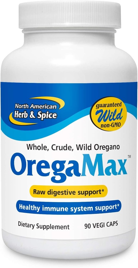 SEVERNA AMERIŠKA HERB & SPICE OregaMax - 90 Vegi Caps - Pakiranje 3 - Zdrava digestivna in Imunska podpora - Origanol P73 Origano Oil Supplement with Česen & Čebula - Non-GMO - 270 Total Servings