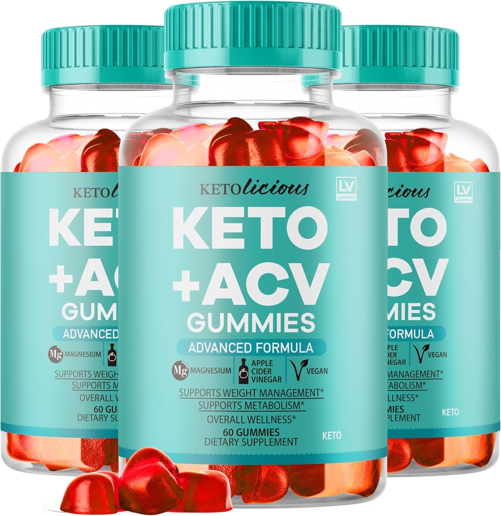 (3 Pack) Ketolicious Keto ACV Gummies, Ketolicious Gummies Napredno Formula 1050MG, All Natural Premium Plus Apple Cider Vinegar Gummy Največja moč Gomitas Mnenja, 180 Gummies za 3 mesece
