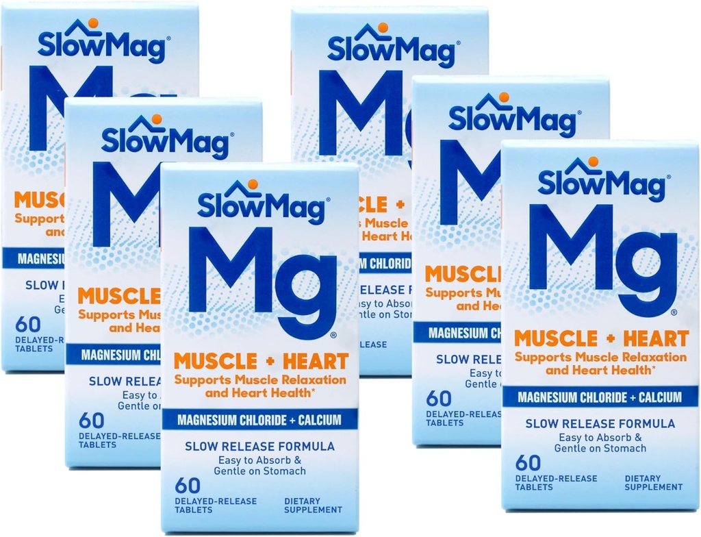 Počasen Mag Magnezijev klorid in kalcij, vsak 60 tablet (vrednostni paket po 6)