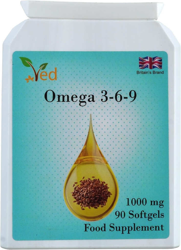 Ved Omega 3-6-9 Food Supplement softgel, iz Olje oljne ogrščice Cold Press, 1000 mg 90 Soft Gel - 90 dni.