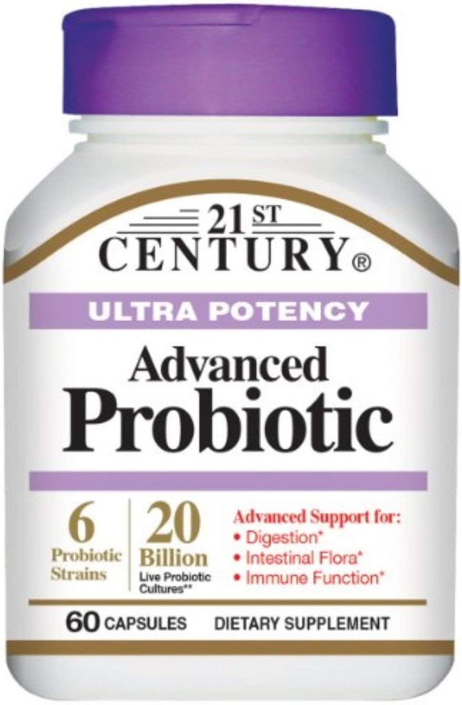 21. stoletje Ultra Potency Napredno Probiotične kapsule 60 ea (paka 4)
