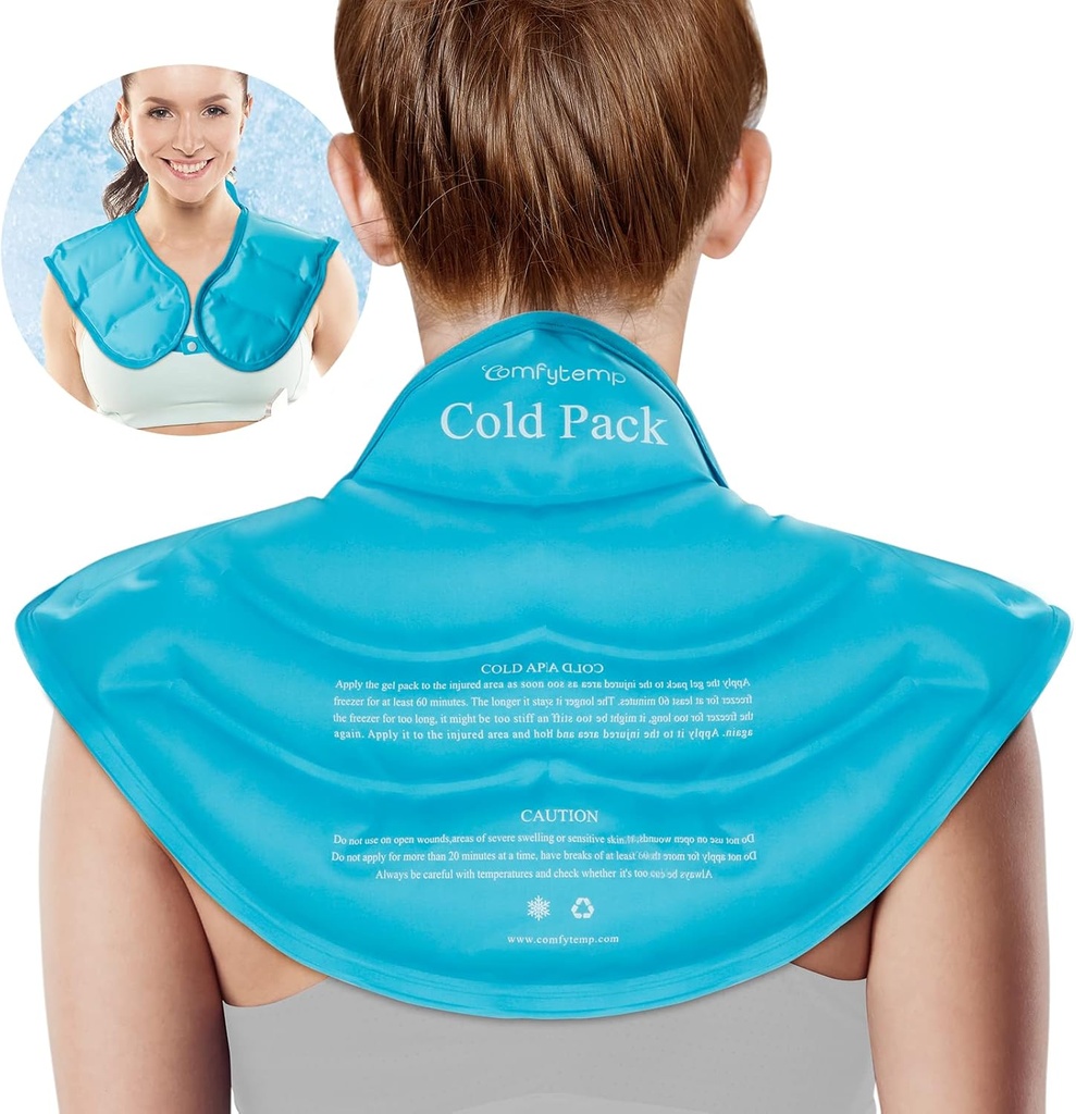 Komfytemp Ice Pack for Neck Heathers Pain Release, Repuable Velika gel ramena Hladilni ovoj za zgornji del hrbta, Hladno stiskanje fizične terapije za poškodbe materničnega vratu, moški ženske darilo