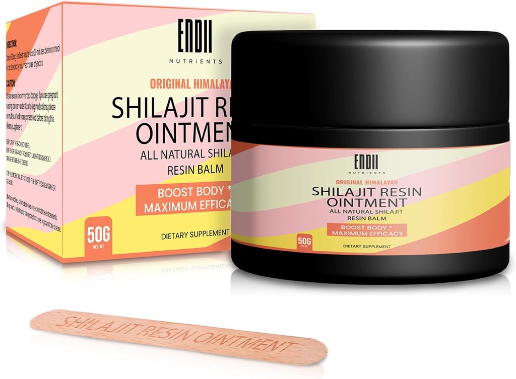 Shilajit Resin w/Fulvic Acid & Trace Minerals, 100% Pure Shilajit s 85+ Humic Acid Supplement Gel, povečanje presnove, energije in imunskega sistema - 100 Serving / 60g na Serving 1,67oz