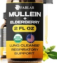 FabLab Mullein Leaf Extract z Elderberry 2 Fl Oz - Izdelano v ZDA - Kapljice za boljše Lung - Mullein Tinkture za Lung Detox - Bronhialno čiščenje za kadilce - Respiratorni zeliščni dodatek