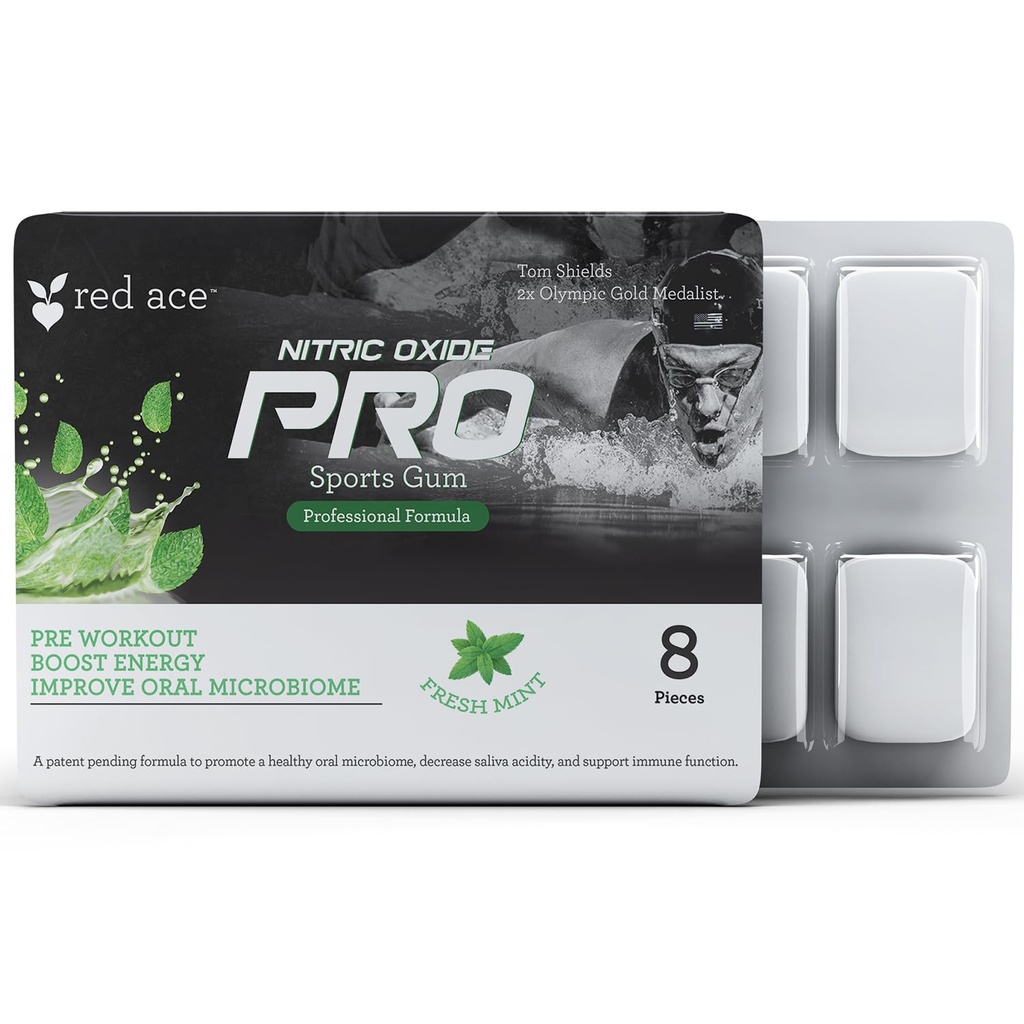 Red Ace dušikov oksid PRO Šport Žvečilni gumi z vitaminom C in cinkovim citratom - 8 kosov (Fresh Mint)