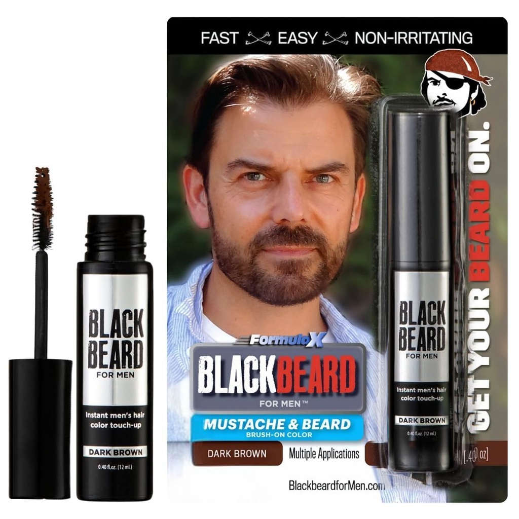 Črnobradec za moške Instant Bradate barve – All Day Beard, Mustache, Oko Brow, in Sideburns Barve – Začasna, Hypoallergene Brada Dye Alternative – Do 45 aplikacije – temno rjava, 1 Pack
