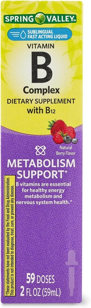 Vitamin B Kompleksni prehranski dodatek z B12, Berry Flavor, 2 fl oz