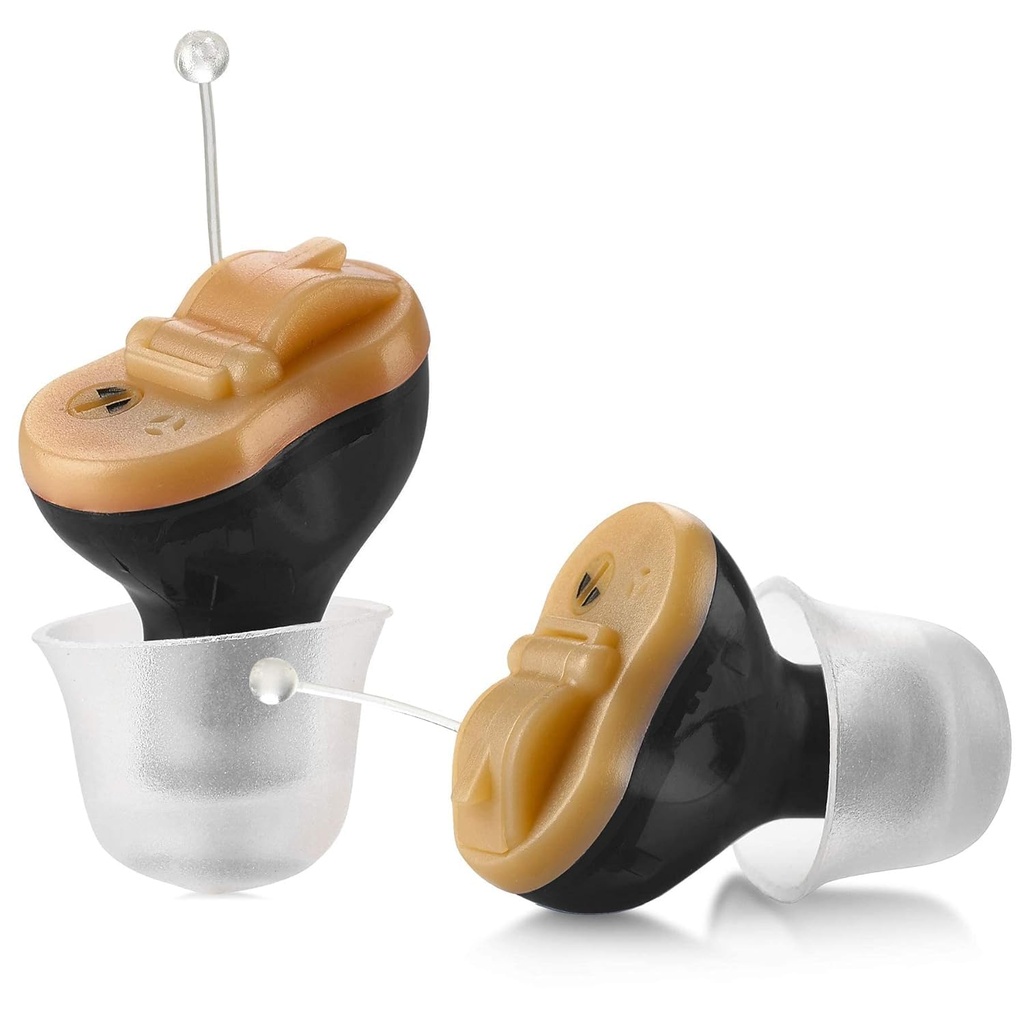 Premium digitalni ojačevalnik sluha - Nevidni v Canal (CIC) in-Ear Mini set za izboljšanje zvoka, blizu-vidno, hrup preklica, osebni zvočni ojačevalnik sluh - črna, pair desno in levo uho
