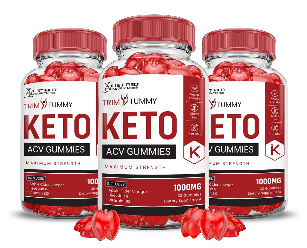 Upravičeni laboratoriji (3 Pack Trim Tummy Keto ACV Apple Cider Vinegar Oblikovan z Granatna pesa sok v prahu B12 Vegan ne GSO 180 Gumies