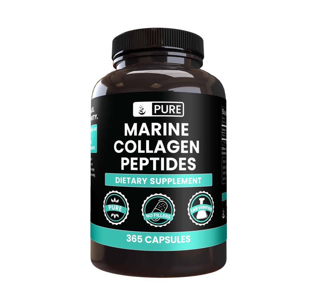 PURE ORIGINAL INGREDIENTS Marine Collagen (365 Capsules) No Magnesium Or Rice Fillers, Always Pure, Lab Verified