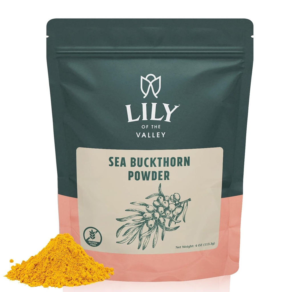 Lily of the Valley Sea Buckthorn Powder - Rhamnus Cathartica - brez dodanega sladkorja - okus po jagodičevju - Vegan & Gluten-free - pakirano v Reseable Pouch (4oz, 113g)