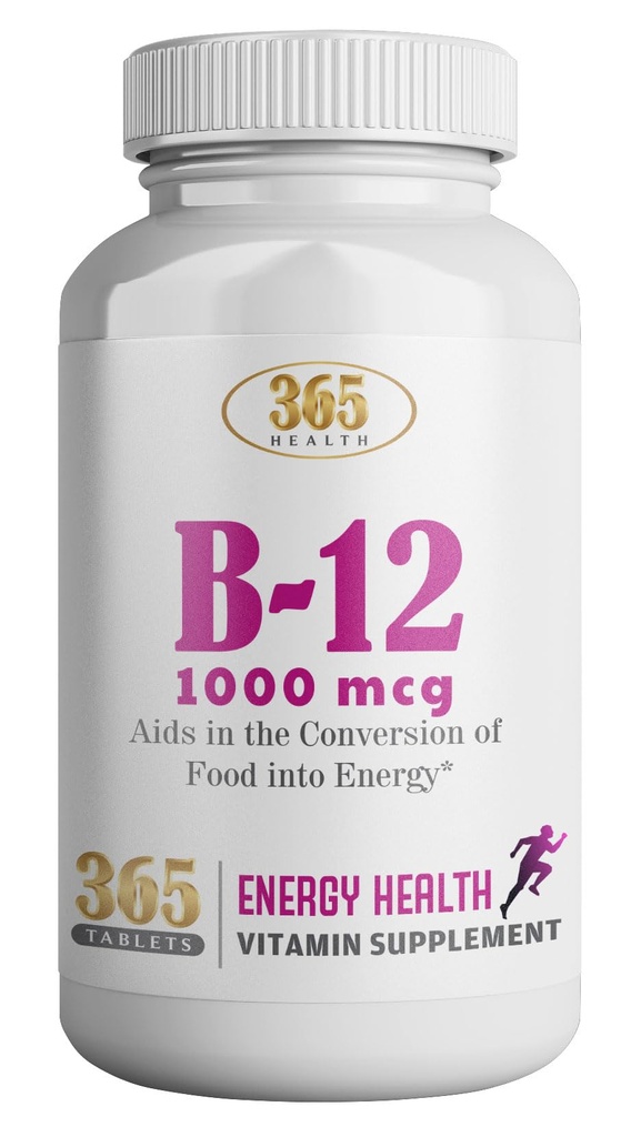 365 Zdravje pri ZDRAVSTVENI MEDICINI Vitamin B12 1000mcg Tablete, Podpora Pretvorba energije, Prehranska dopolnila za energetsko presnovo Podpora, 365 Dnevna oskrba