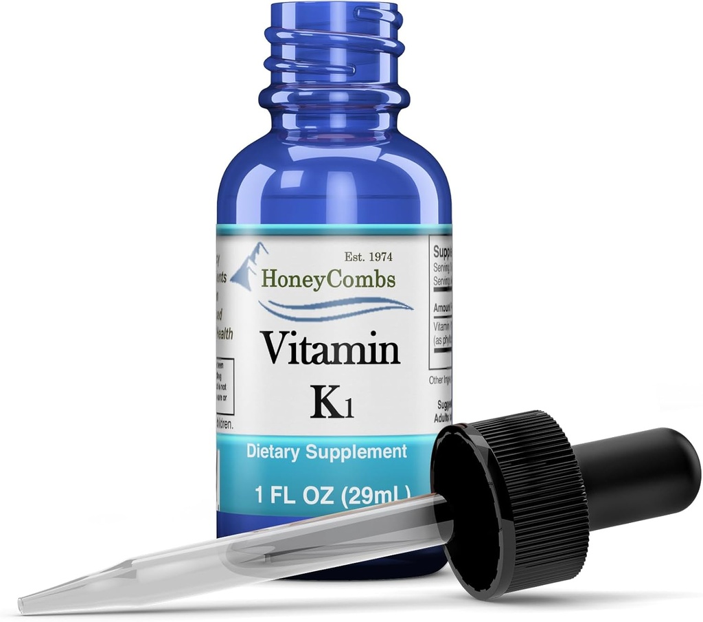 Vitamin K1 Tekoče kapljice - Made in USA - Naravne visoke jakosti Phyllokinon za moške, ženske, otroke, & Novorojenčki Super za temno podoči krogi - razsute velikosti na voljo tudi