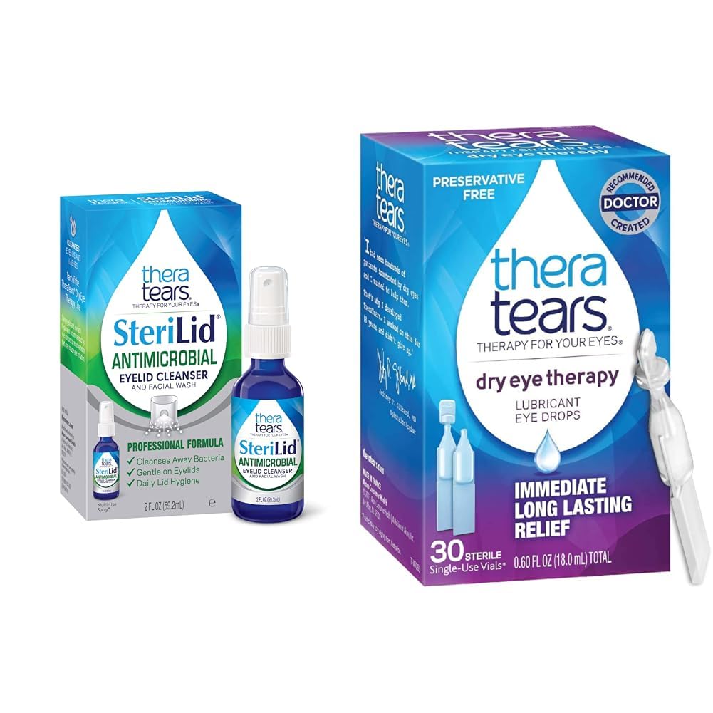 TeraTears SteriLid Eyelid Čistilnik in Suho oko zdravljenje Lubricant kapljice za oči, 2 fl oz in 30 Viale