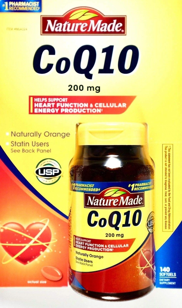 Narava narejena Coq10 200 Mg, naravno oranžna, vrednost velikosti,140 Count Softgels