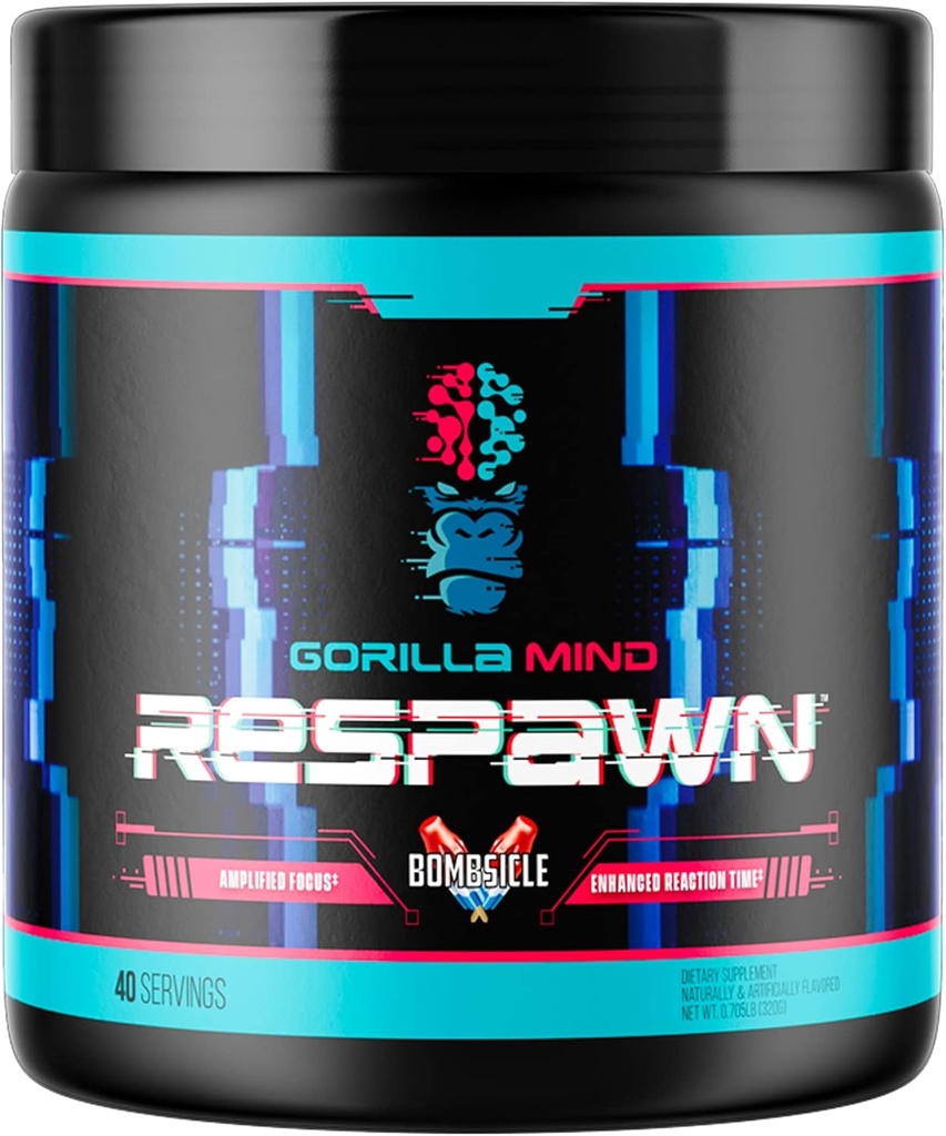 Gorila um Respawn (Bombsicle) - Napredni Gaming dodatek za ojačano fokus, Izboljšan odzivni čas in čista energija (40 Serving)