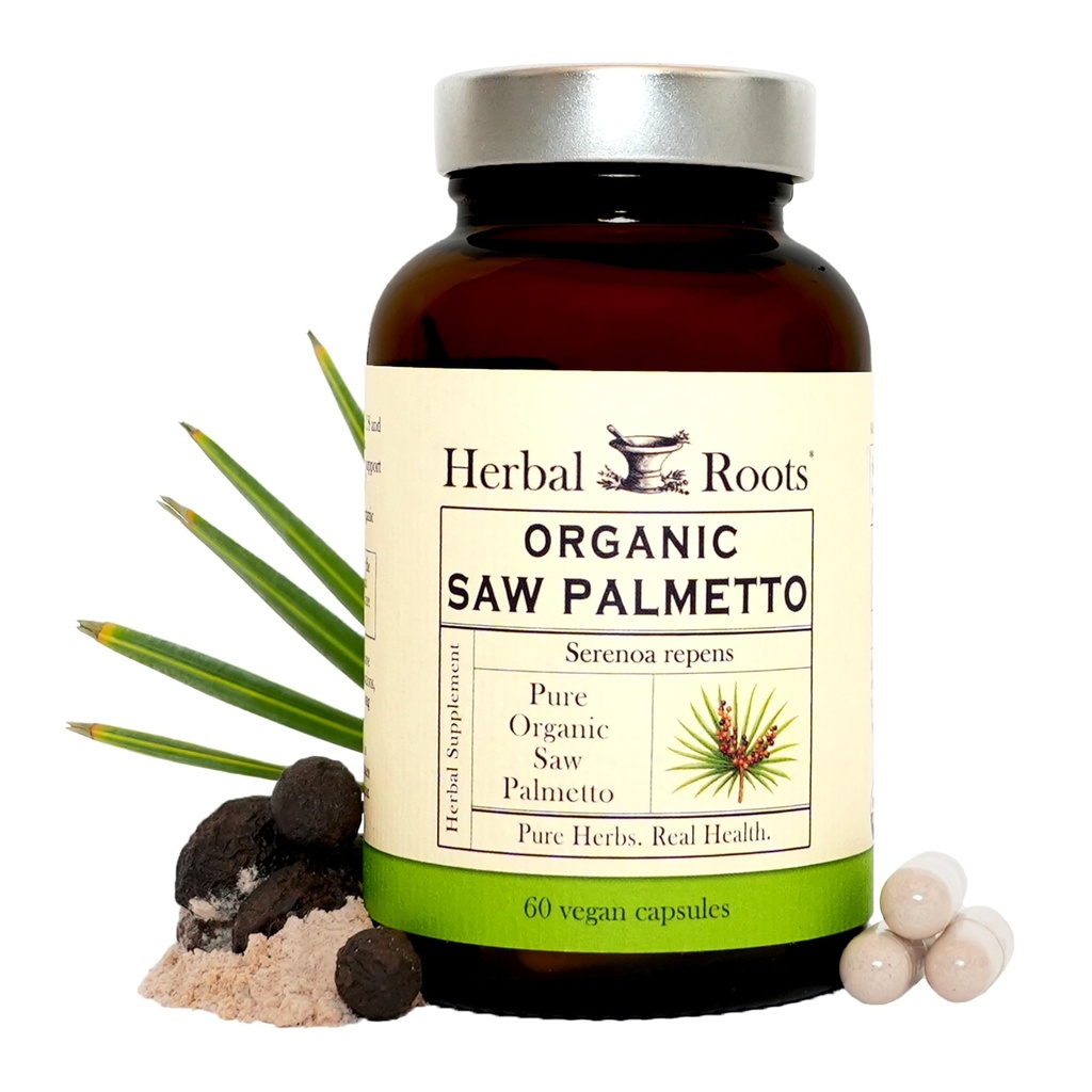 Zeliščne korenine Organska žaga Palmetto Kapsule 