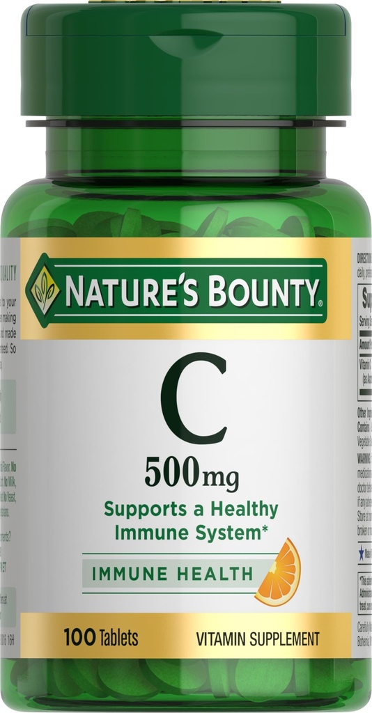 Bounty vitamin C narave tablete, vitamin dopolnilo, Podpira zdravo imunski sistem, 500mg, 100 Število