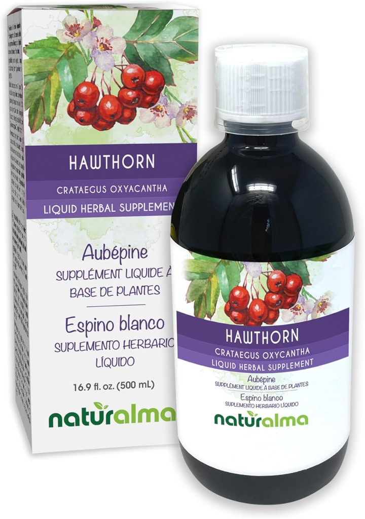 Naturalma Hawthorn (Crataegus oxyacantha) List in cvet Alkohol brez tinkture - 16.9 fl oz Tekoči ekstrakt v kapljice - Zeliščni dodatek - Vegan