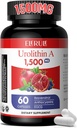 Urolitin A dodatek 1000 mg Plus Trans-resveratrol, Antocianini, Zeleni čaj, Spodbujanje zdravo staranje,Podpora Celična in energija za moške in ženske, 60 kapsul-60