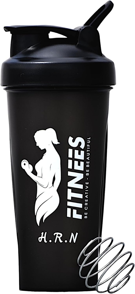 H.R.N 20 Ounce Protein Shaker steklenica za ženske, Beljakovine Shaker steklenica, Shaker steklenica kot nalašč za pred in po vadbi, Shaker Cup za beljakovinski napitek, Cocktail Shaker Cup [BLACK].