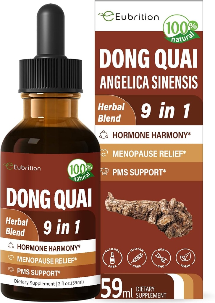 Zeliščna tinktura, ekstrakt z Dong Quai, za Hormone Harmony, Menopause Relief & PMS Podpora. 6 oz-(Apple Flavor)