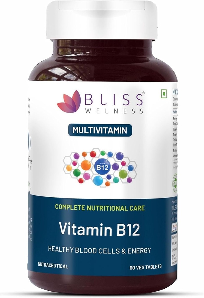 Vitamin B12 100% RDA, cinokobalamin, povečanje energijske ravni Zdrav živčni sistem Funkcija dodatek za moške in ženske - 60 vegetarijanske tablete