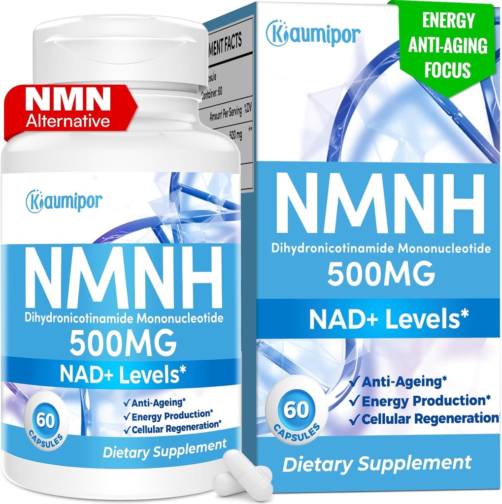 NMNH (Dihidronikotinamid mononukleotid) NMN Alternativni dodatek, 500 mg na odmerek NAD dodatek za povečanje NAD+ Ravni, za anti staranje, energijo, imuniteto, fokus, 60 veganskih kapsul