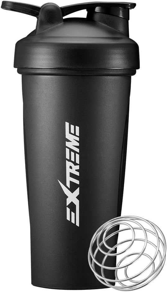 EXTREME Classic Shaker steklenica z žico whisk, kot nalašč za protein Shakes in Pre Workout, Puh dokaz Shaker pokali, BPA brezplačno, Pomivalni stroj VARNO, 24 Ounce, Črna