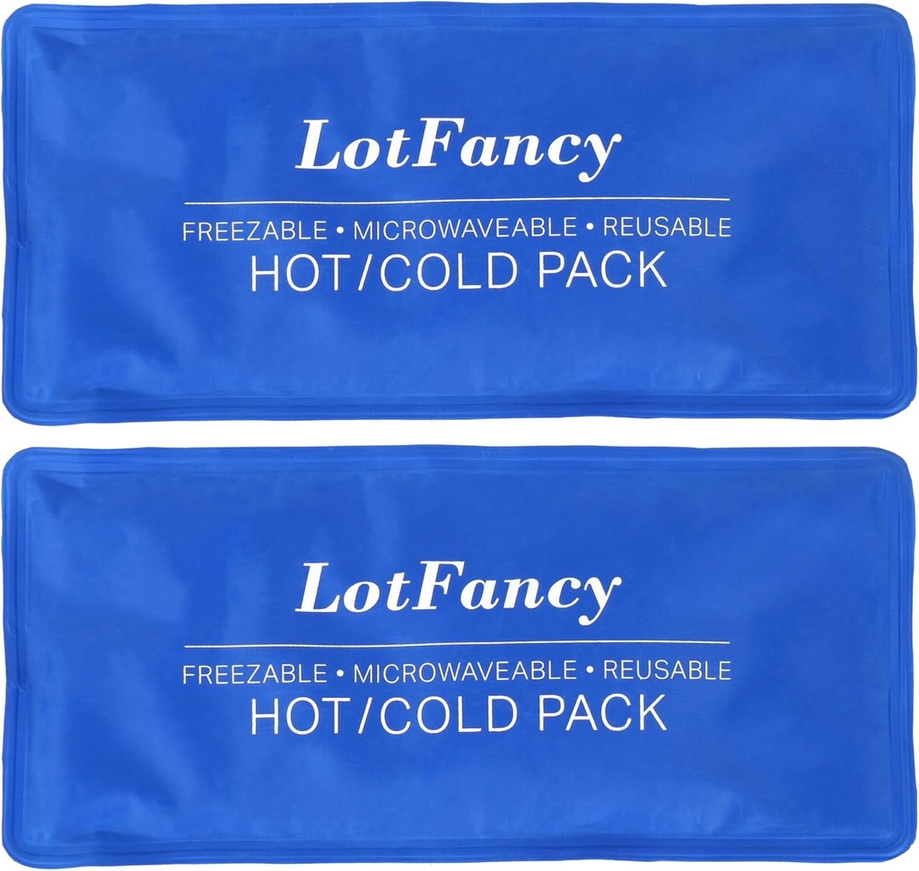 LotFancy Ice Pack za poškodbe, Pakiranje 2, FSA HSA upravičen, Reaserable Hot Cold Pack za terapijo, hlajenje ali ogrevanje Pad za prvo pomoč, Back Header Head Pain Relief, 11 x 5 palcev