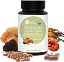 Zeliščni zaklad 4 v 1 gob kompleks dopolnilo, Adaptogeni z levjo grivo, Reishi, Chaga in Cordyceps goba mešanica, Eko goba dodatek ekstrakt 90 kap