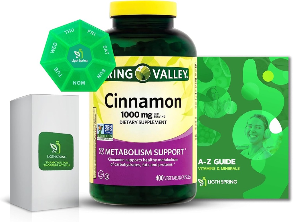 Cimet 1000mg Prehranske dopolnilne kapsule, 400 Štetje z paketom Exclusive Better Ligth&Spring Guide