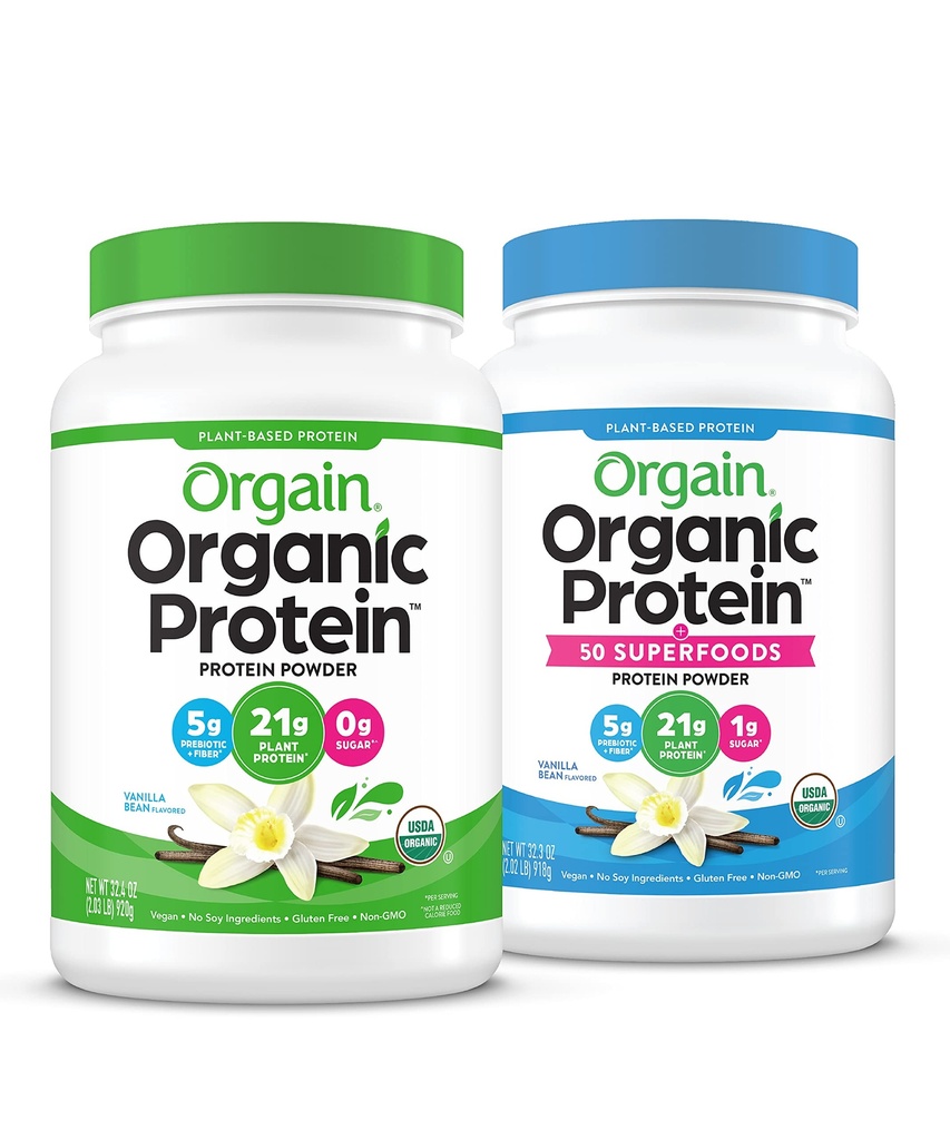 Orgain Organic Vegan & Organic Protein + Superfoods praški, vanilije fižol arome - na rastlinski osnovi beljakovin, brez glutena